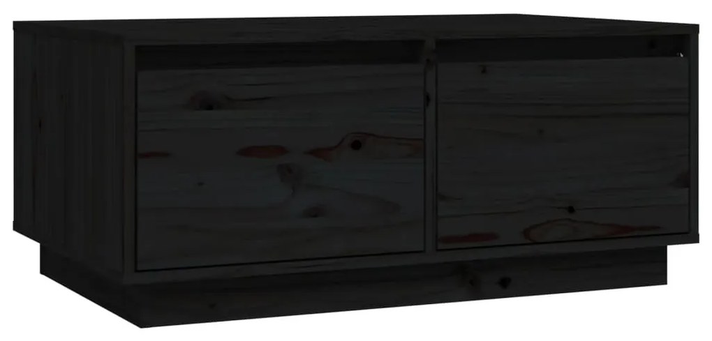 Fekete tömör fenyőfa dohányzóasztal 80x50x35 cm