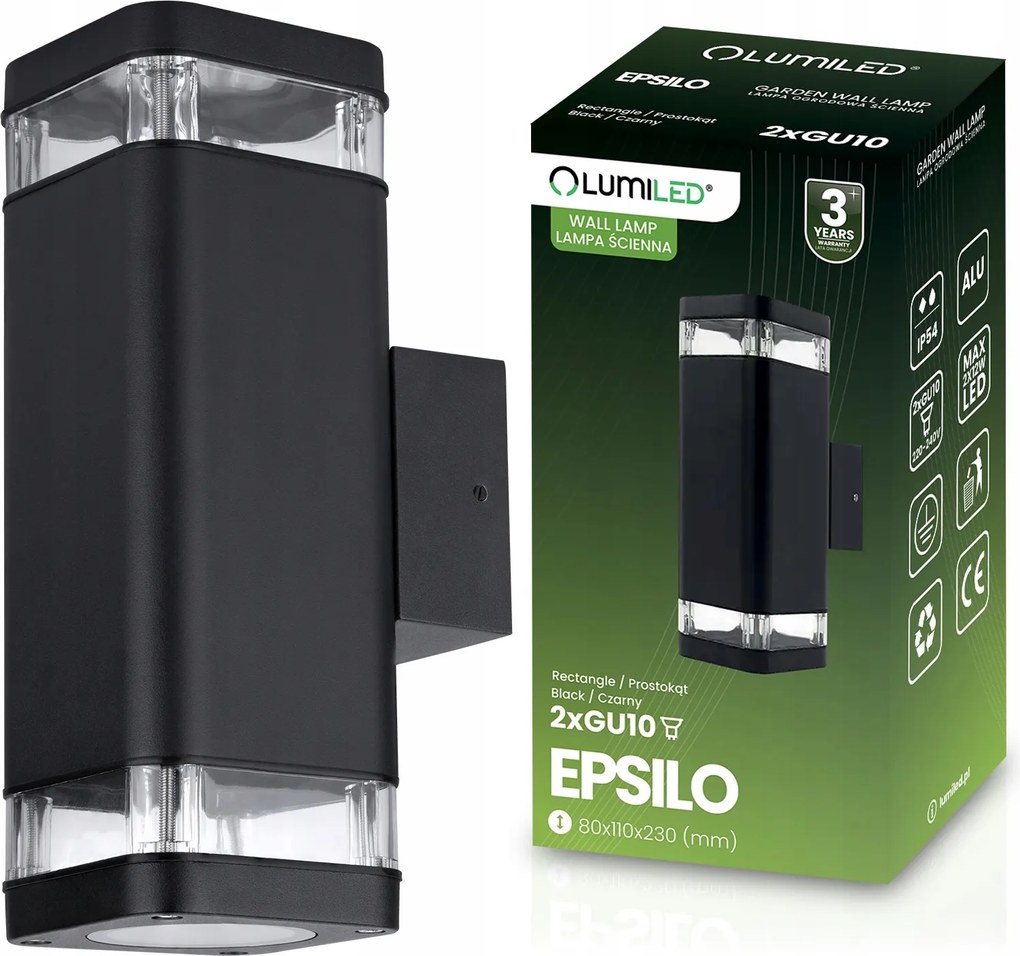 Kerti fali lámpa Kültéri homlokzati fali lámpa 2x GU10 Led