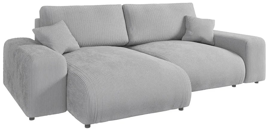 Világosszürke kordbársony sarokkanapé (variálható) Justin – Ropez