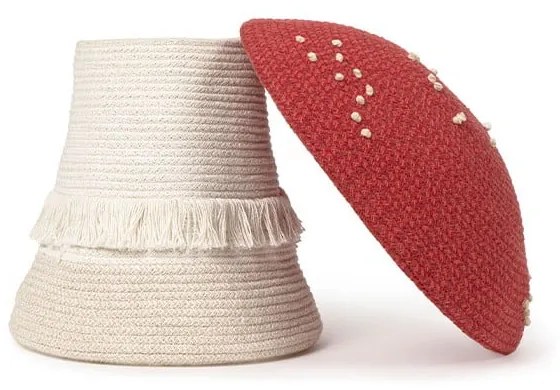 Piros-krémszínű textil játéktároló kosár ø 38x33 cm Big Mushroom – Lorena Canals