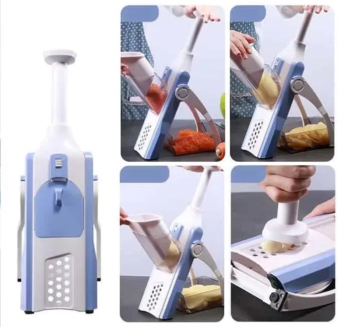 Zaparkorun Többfunkciós állítható zöldségszeletelő - fehér-kék