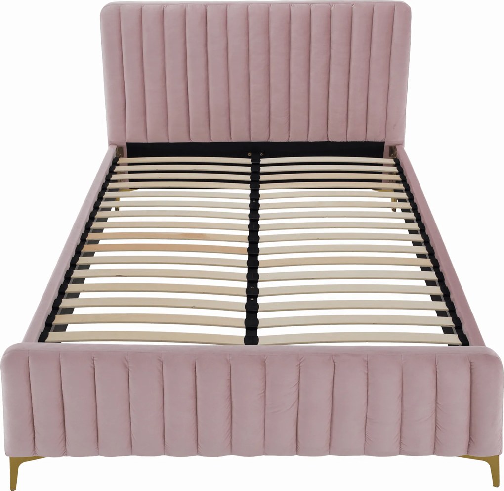 Ágy, rózsaszín/gold arany króm, 160x200, KAISA