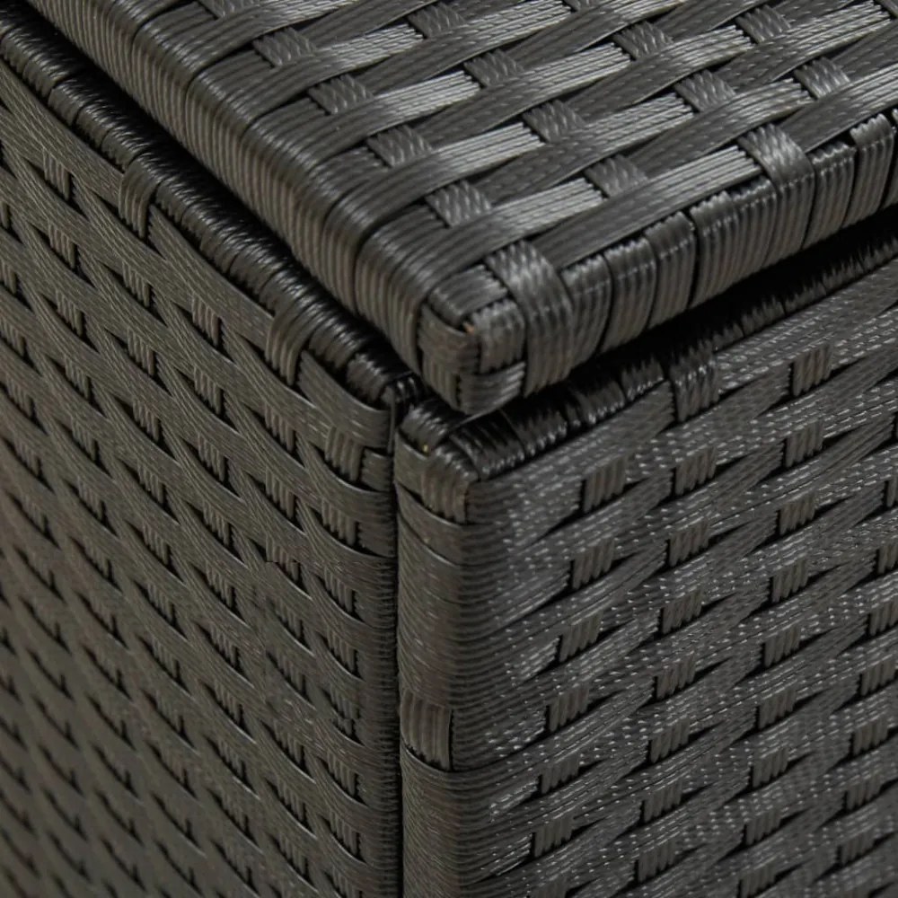 fekete polyrattan kerti tárolóláda 100 x 50 x 50 cm