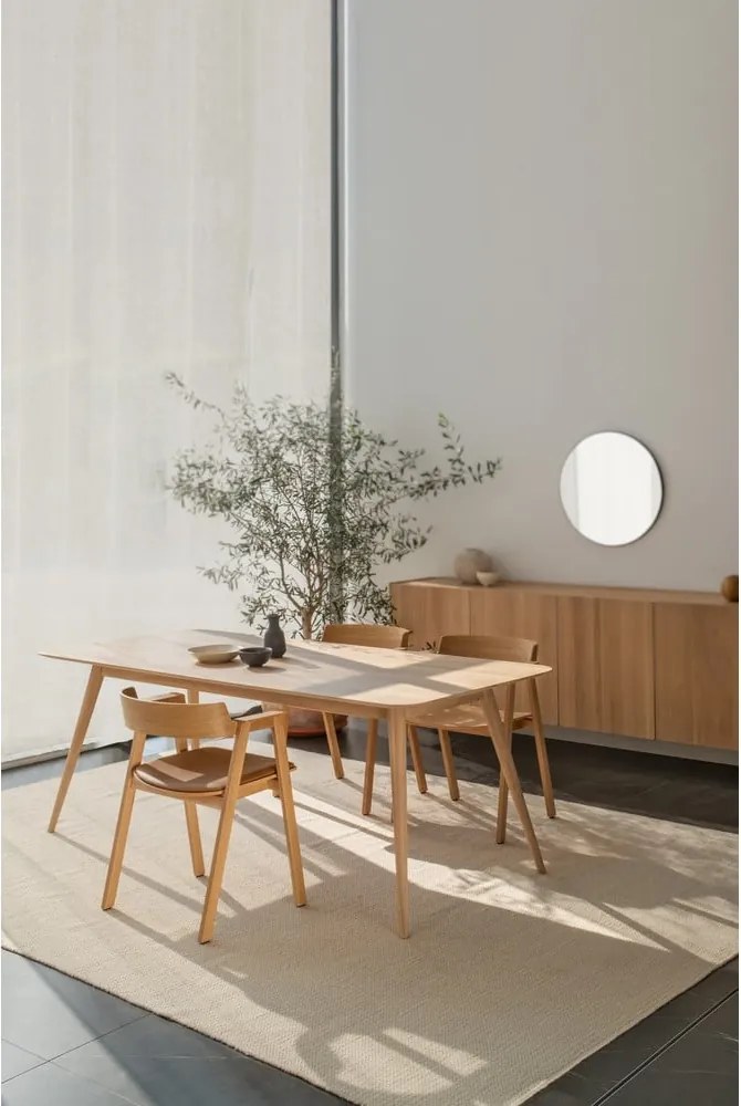 Barna-natúr színű bőr karfás étkezőszék Flip – Gazzda