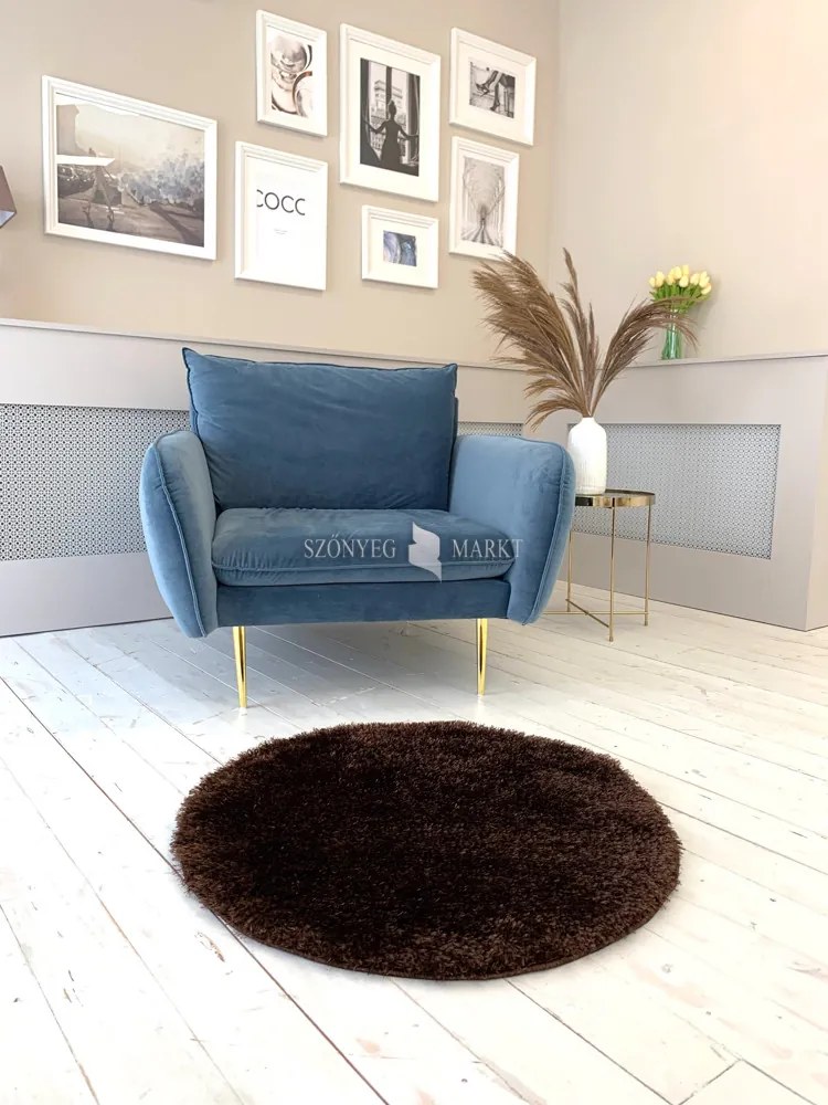Puffy shaggy kerek szőnyeg Barna (BROWN) 80x80