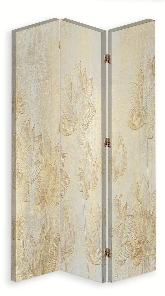 Gario Paraván Arany virágok Méret: 180 x 170 cm, Kivitelezés: Forgó paraván 360°