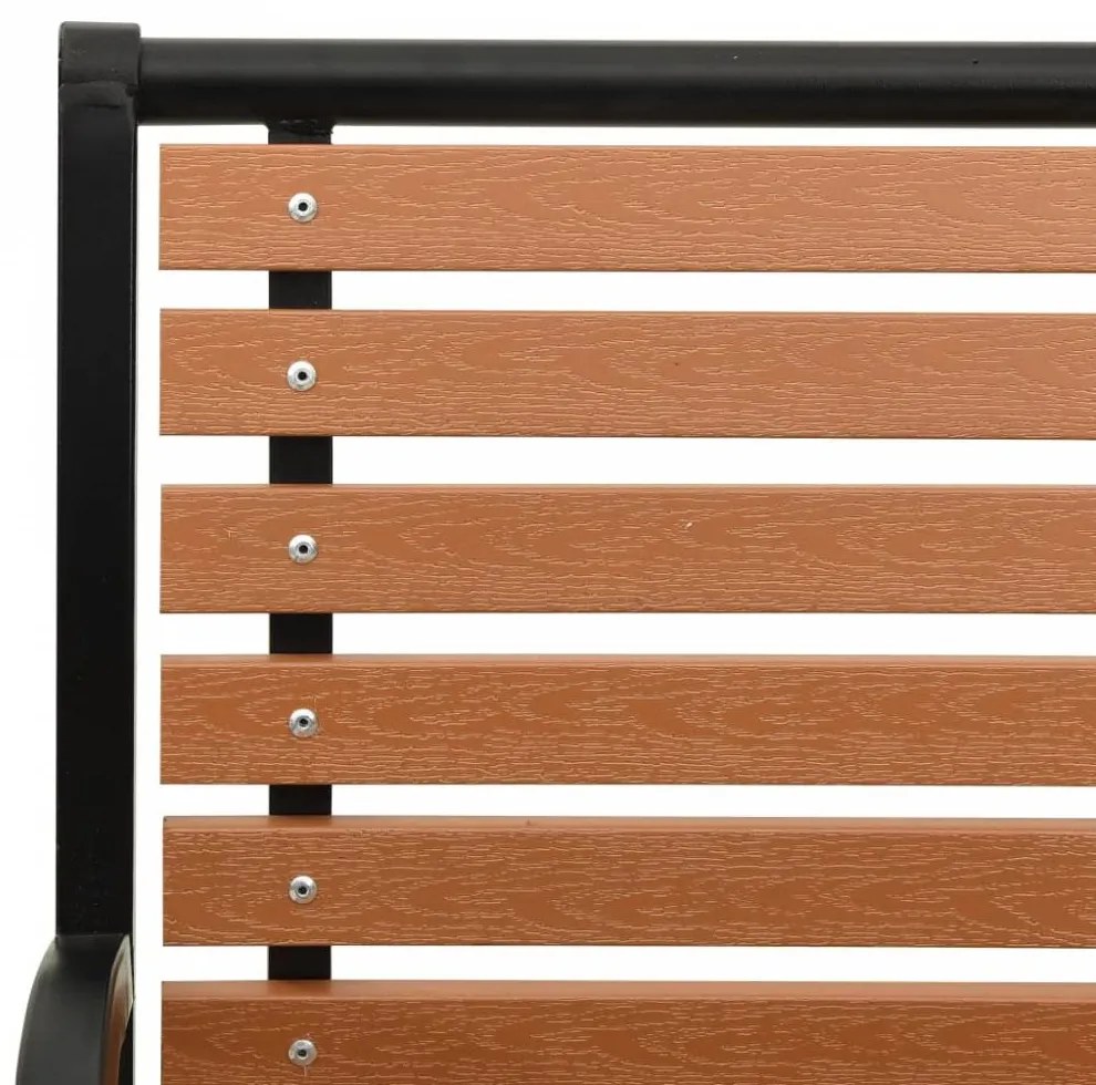 Fekete és barna acél és wpc kerti pad 116 cm