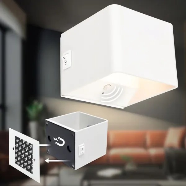 Briloner 3879016 - LED újratölthető fali lámpa érzékelővel BORRA LED/1,5W/5V 3600 mAh fehér