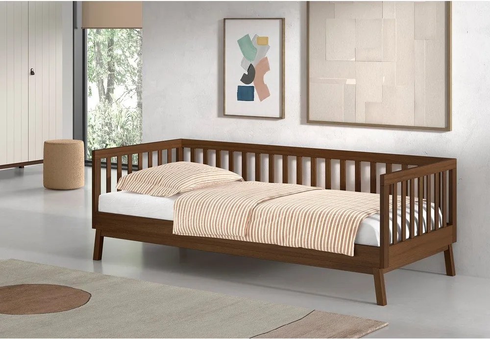 Barna borovi fenyő gyerekágy ágyráccsal 90x200 cm Sezane – Vipack