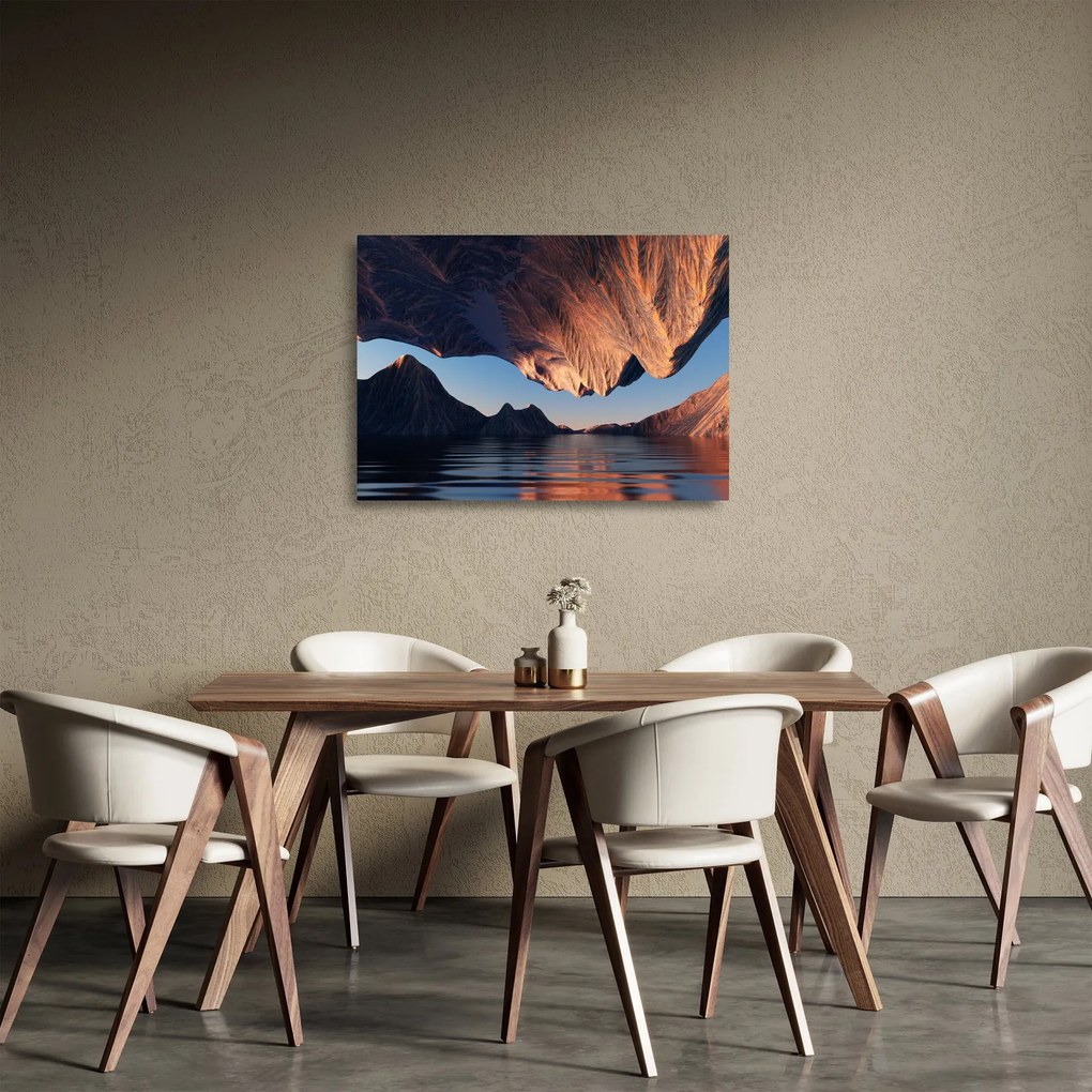 Üveg kép - 3D sziklák (70x50 cm)