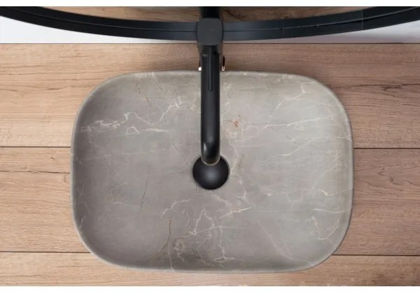 REA-U3802 - Ráültethető mosdó LIVIA 33,5x46,5 cm kerámia/szürke/márvány dekor