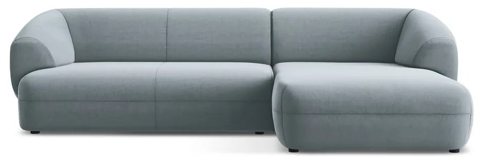 Világoskék bársony sarokkanapé (jobb oldali) Moana – Makamii