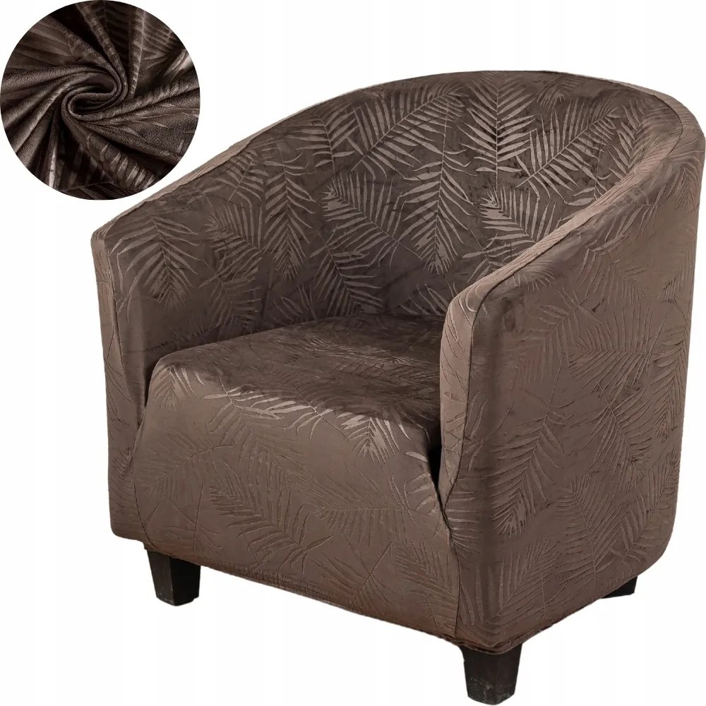 Klubszék Huzat Velúr Pálma Levelek Prémium Oeko-tex Barna