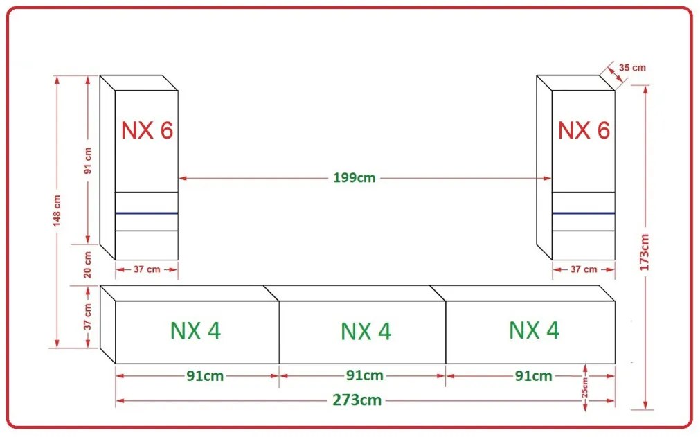 Prince Sezana CONCEPT 21 nappali bútor szett tölgy sonoma matt (273cm)