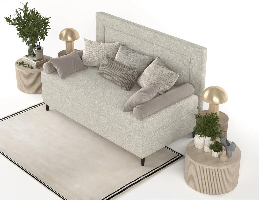 Szürkésbézs kárpitozott egyszemélyes ágy 100x200 cm Alba – Maison de Rêve