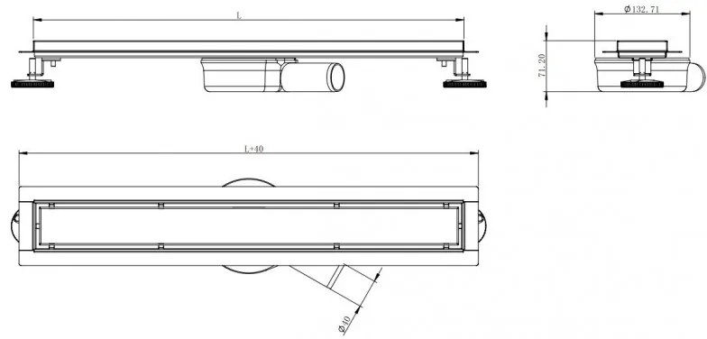 Mexen Lapos lineáris rozsdamentes ereszcsatorna 60 cm, 360°-os szifon, M33 minta, rozsdamentes acél, 1033060-40