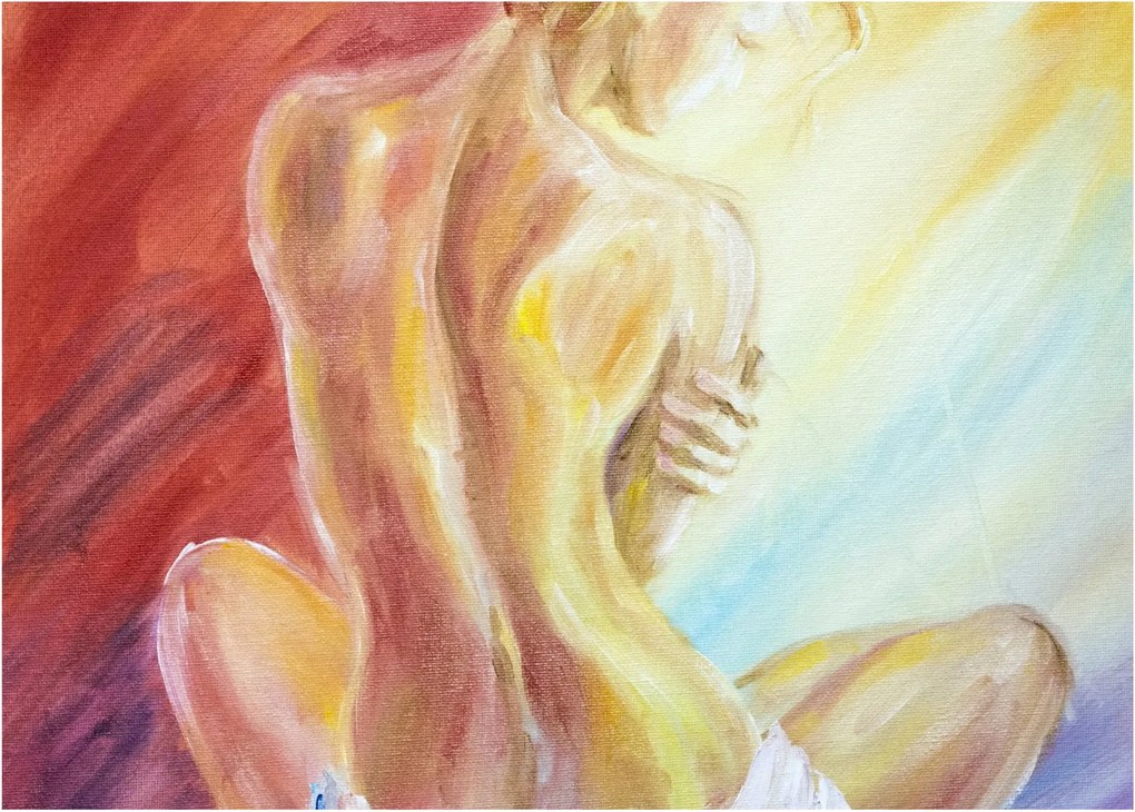 Pihenő nő képe, olajfestmény (70x50 cm)