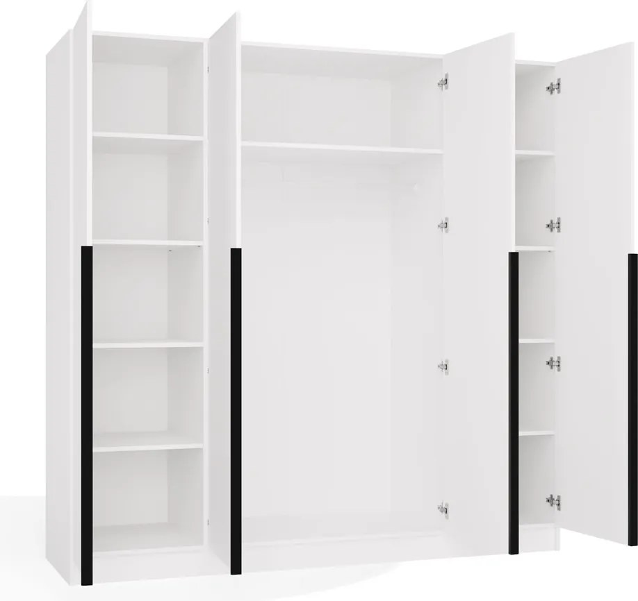 SENSO 4D gardróbszekrény 200x56.5x200 cm, fehér-fekete