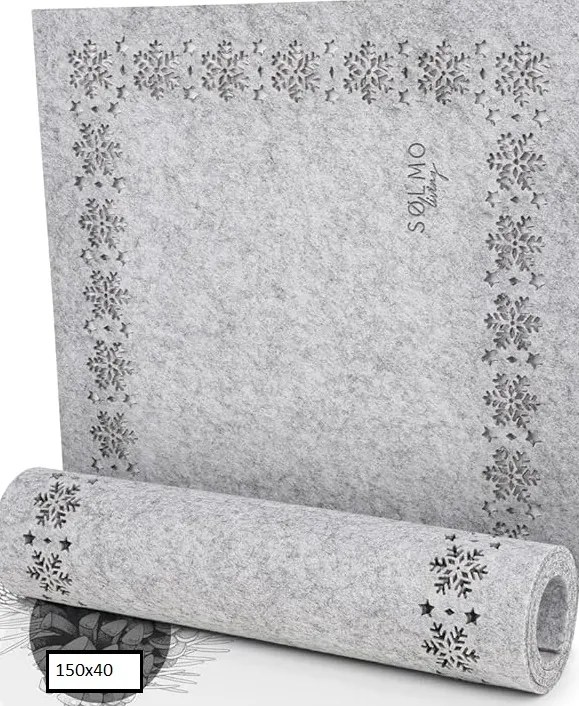 Asztali Futó Karácsonyi Dekor Szürke Filc 150x40cm