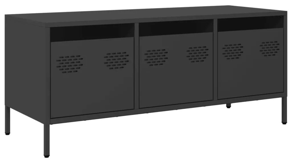 fekete hidegen hengerelt acél TV-szekrény 101,5 x 39 x 43,5 cm