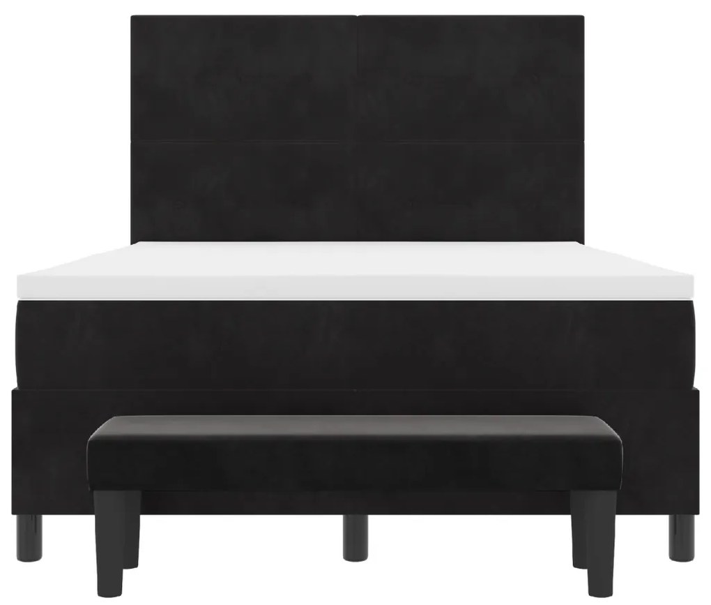 vidaXL Box Spring Ágy Matraccal és Pad Fekete 160x200 cm Bársony