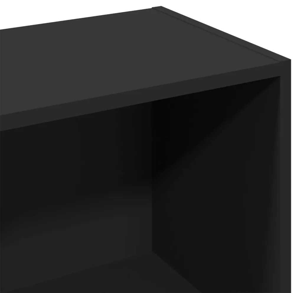 fekete szerelt fa könyvszekrény 57 x 28,5 x 107,5 cm