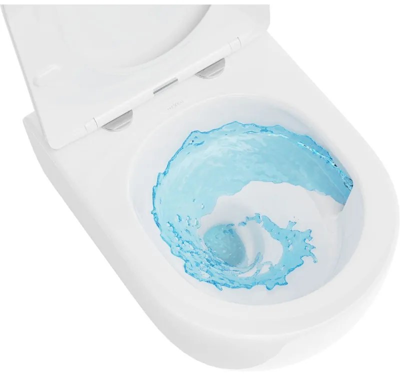 Mexen Carmen, falra akasztható wc csésze 490x365x340 mm, Perem nélküli Tornado + duroplast wc ülőke, fényes fehér, 30880500T