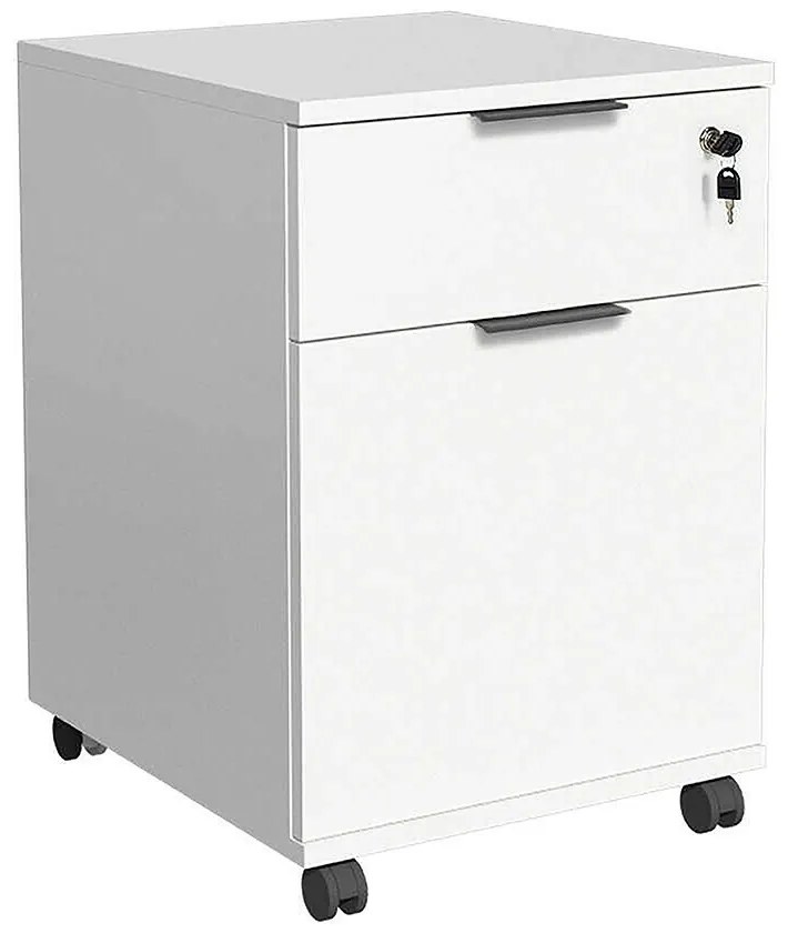 White wheeled chest of drawers