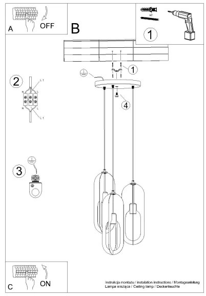 Sollux SL.1361 - Csillár zsinóron NICUS 3xE27/15W/230V fehér