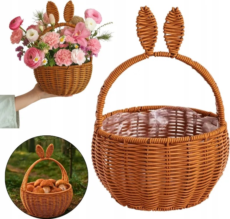 Gyerek kosár fonott karácsony gomba ajándék dísz fül kicsi