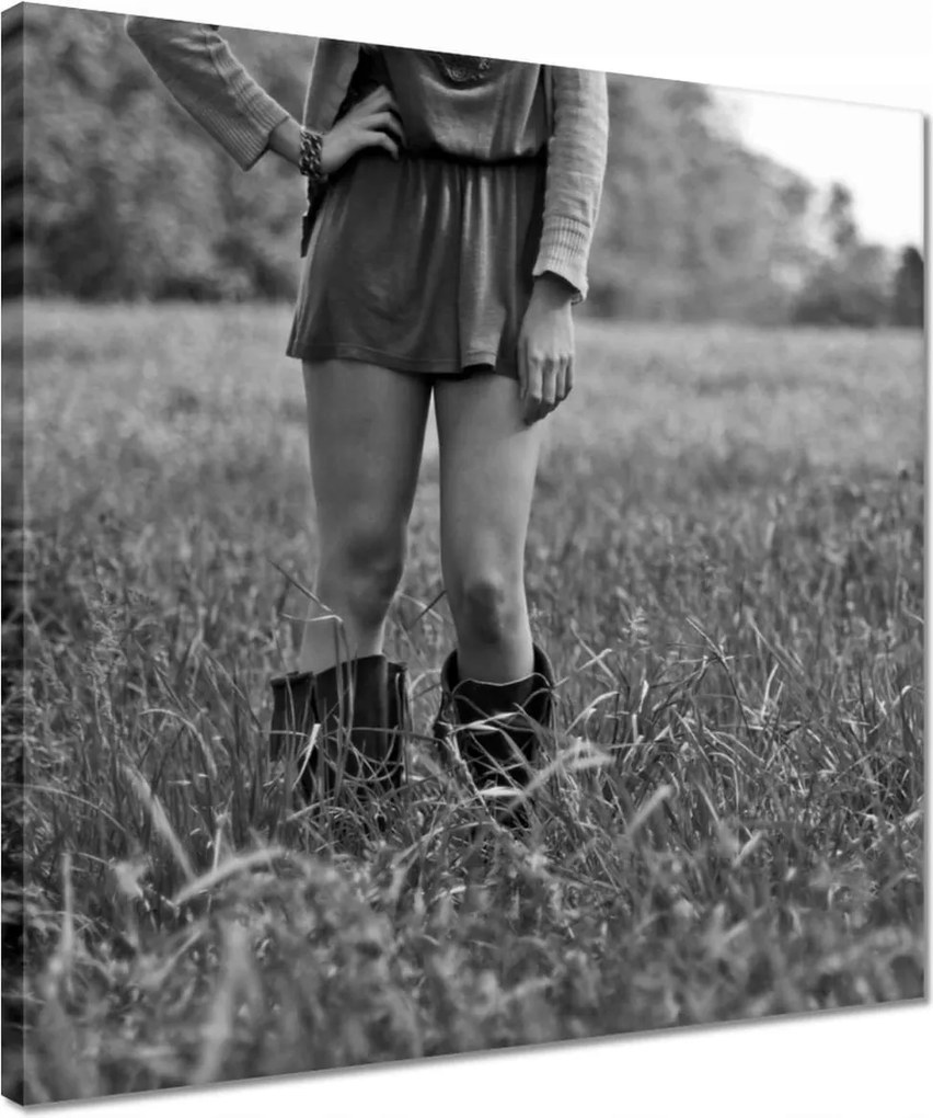 Vászonkép 40x40 Cowboylány Black and white