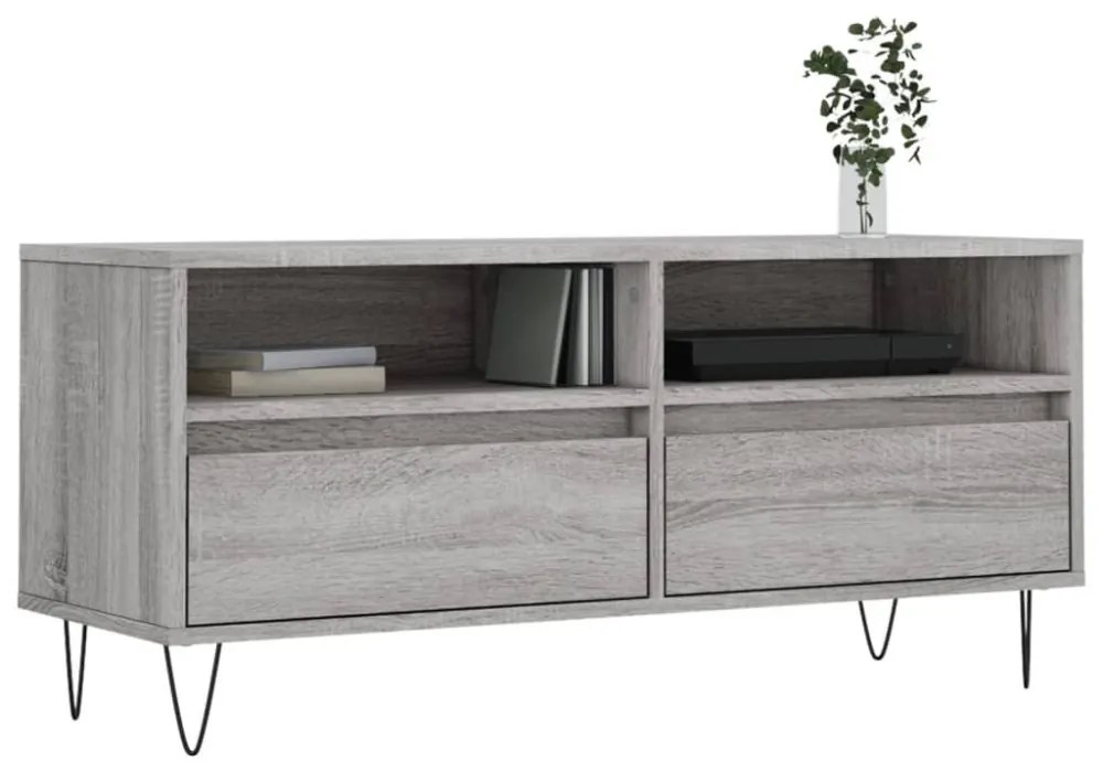 szürke sonoma színű szerelt fa TV-szekrény 100x34,5x44,5 cm