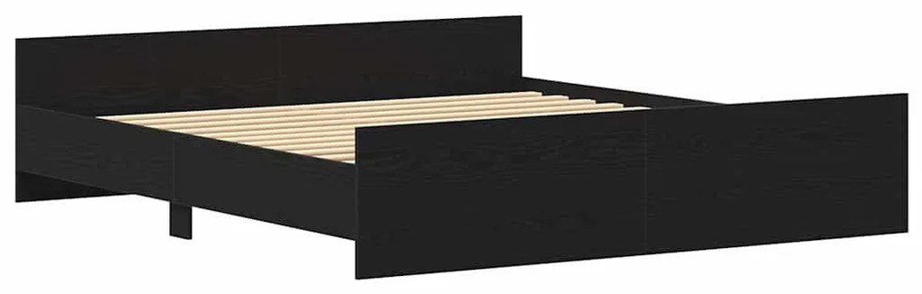 fekete tölgy színű szerelt fa ágykeret matrac nélkül 200x200 cm