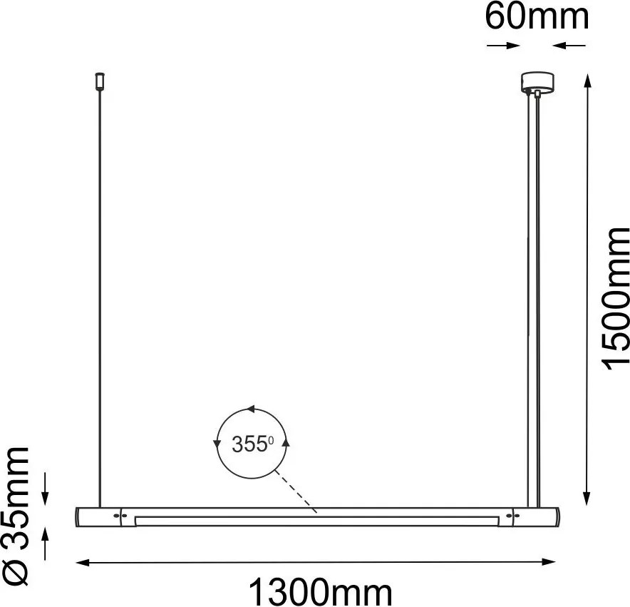 ANTIGO 5054 IBARA Modern Led Függesztett Lámpa Fekete G5 T8 IP20