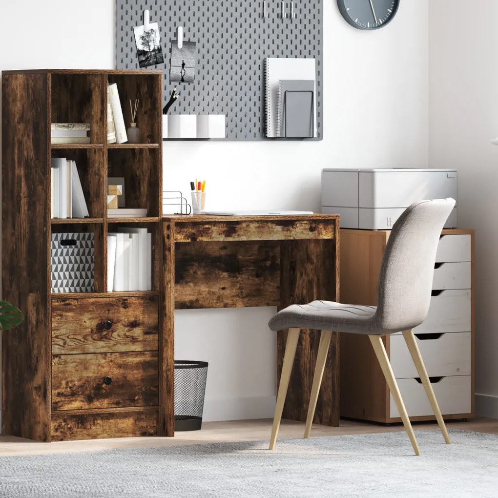 vidaXL Füstölt Tölgy Íróasztal Füstölt Tölgy MDF 70 x 40 x 76 cm Tartós