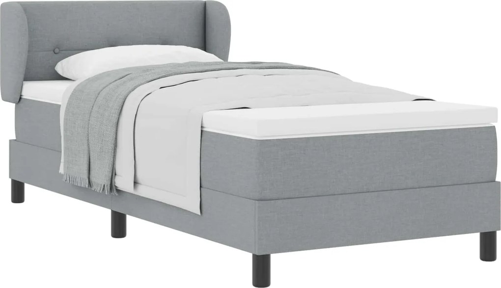 vidaXL Boxrugós ágy matracmal Világosszürke 90 x 190 cm szövet