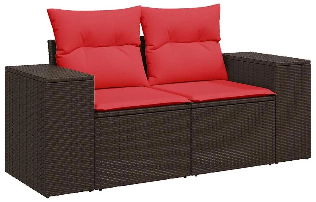 vidaXL 6 részes barna polyrattan akácfa kerti ülőgarnitúra párnával