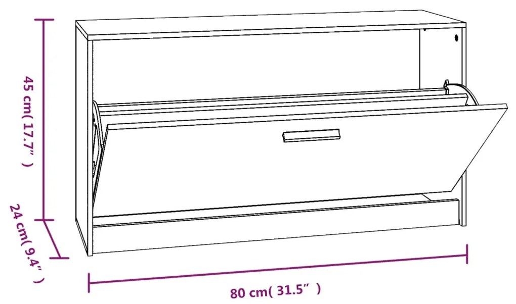 magasfényű fehér szerelt fa cipőtároló pad 80x24x45 cm