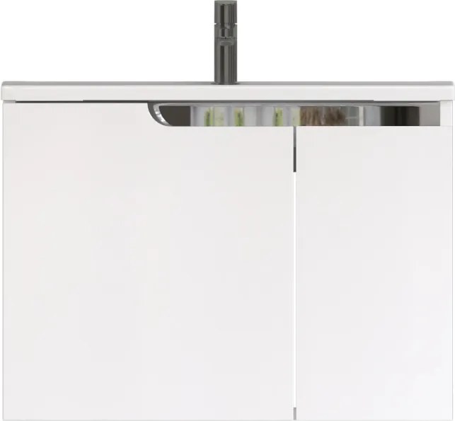 Piramida EURIDIKA fali fürdőszobabútor - műmárvány mosdóval -2 ajtós - 75 x 48 x 53 cm