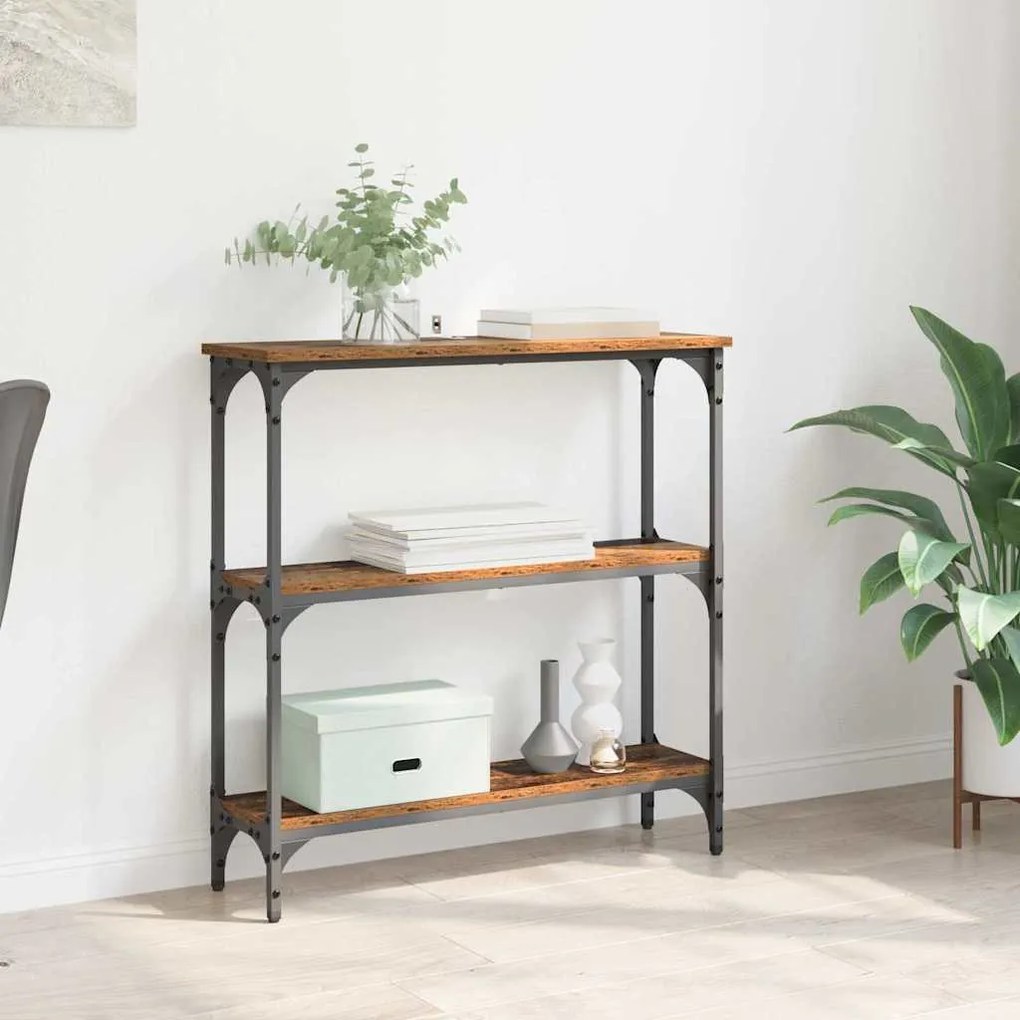 Konzolasztal Régi fa 75 x 22.5 x 75 cm Műgyanta fa és Fém