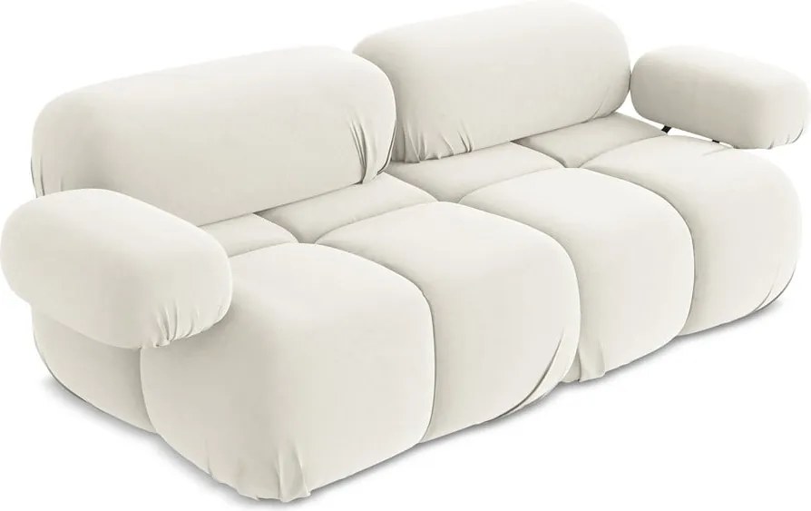 Fehér bársony moduláris kanapé 190 cm Lokua – Makamii