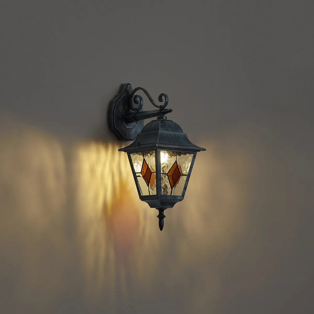 Vintage kültéri fali lámpa fekete antik zöld IP44 - Antigua Down