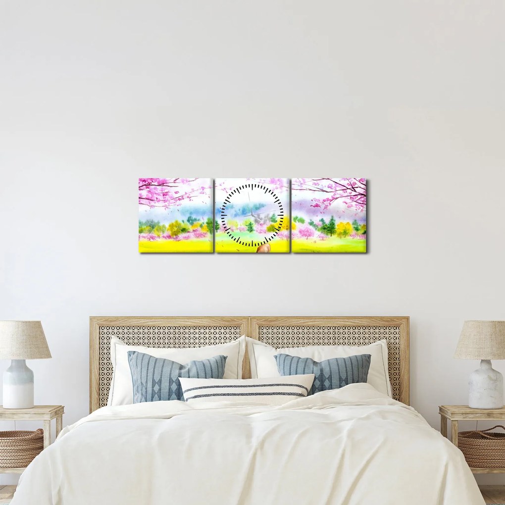 Kép - festett szarvas, akvarell (órával) (90x30 cm)