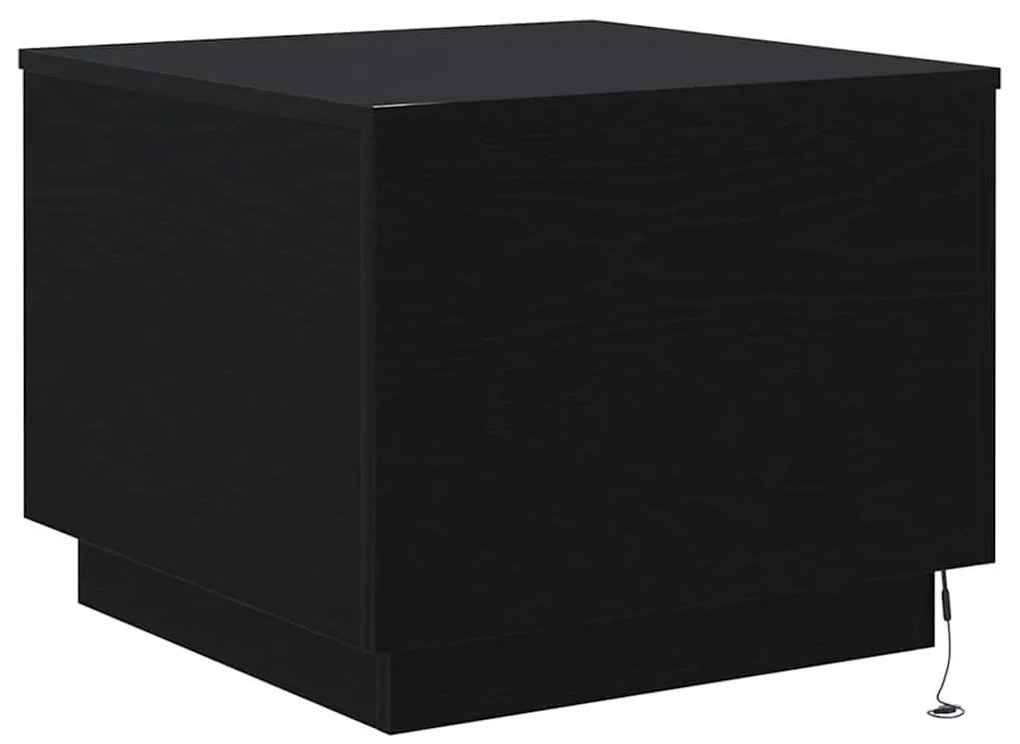 fekete tölgyszínű dohányzóasztal LED-lámpákkal 50 x 50 x 40 cm
