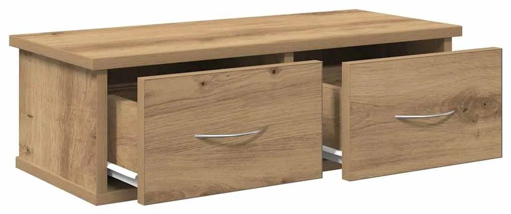 kézműves tölgy színű szerelt fa faliszekrény 60x26x18,5 cm