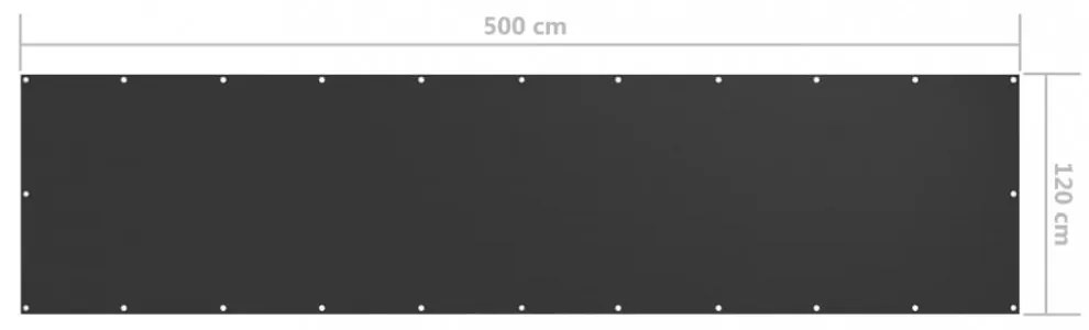 antracitszürke oxford-szövet erkélyparaván 120 x 500 cm