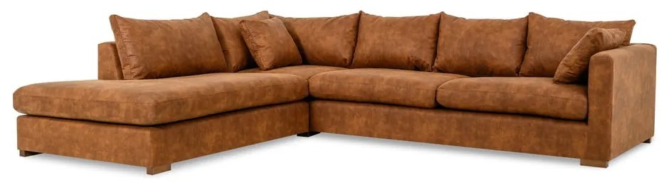 Konyakbarna bőrutánzat sarokkanapé (bal oldali) Hamburg – Scandic