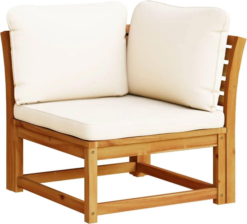 vidaXL tömör akácfa kerti sarokkanapé párnákkal 73 x 73 x 65 cm