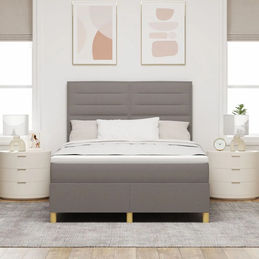 Box Spring ágy matraccal Taupe 140x190 cm Szövet