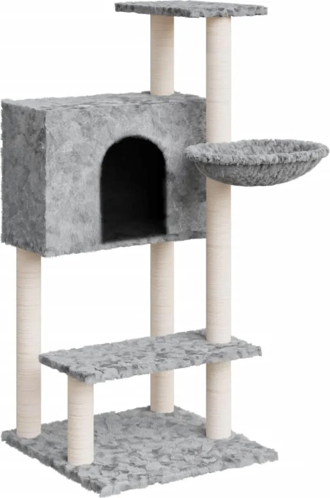 vidaXL világosszürke macskabútor szizál kaparófákkal 108,5 cm